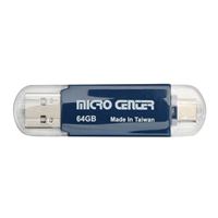 Micro Heart 64GB Twin SuperSpeed USB 3.2 (Gen 1) Flash Drive in Blue