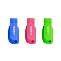 SanDisk 32GB Cruzer Blade SuperSpeed+ USB 2.0 Flash Drives - Selection Pack (3 Colours)